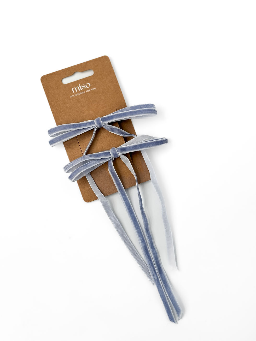 Бант тонкий оксамит блакитний 2 шт