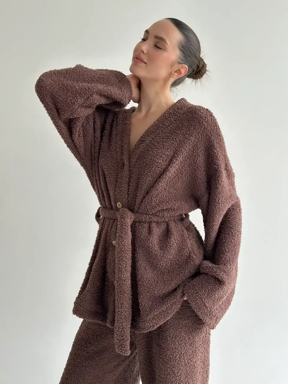 Прев'ю: SOFT махра Кофта на гудзиках коричнева