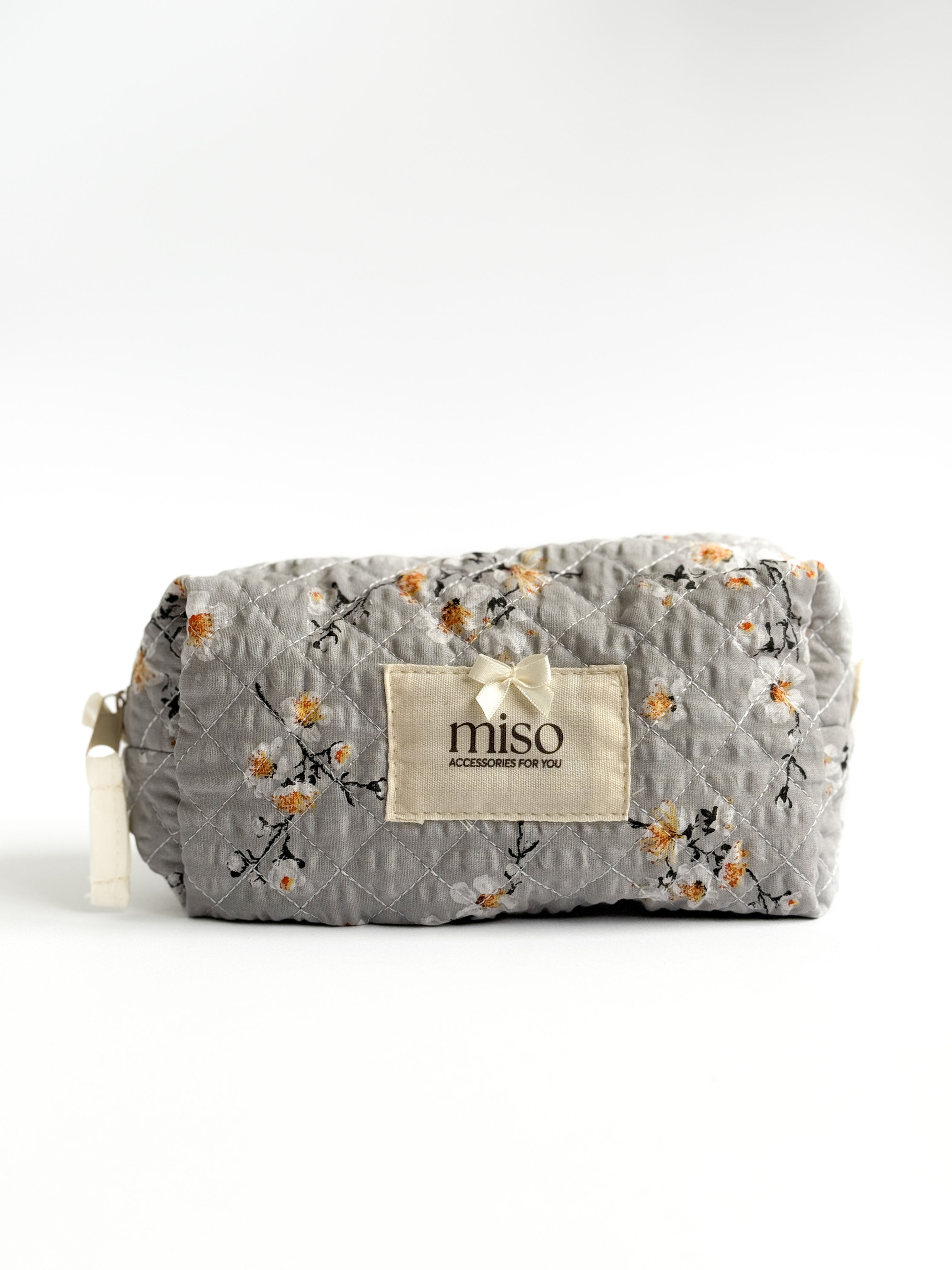 Косметичка мала квадрат стьобана ромб сіра сакура