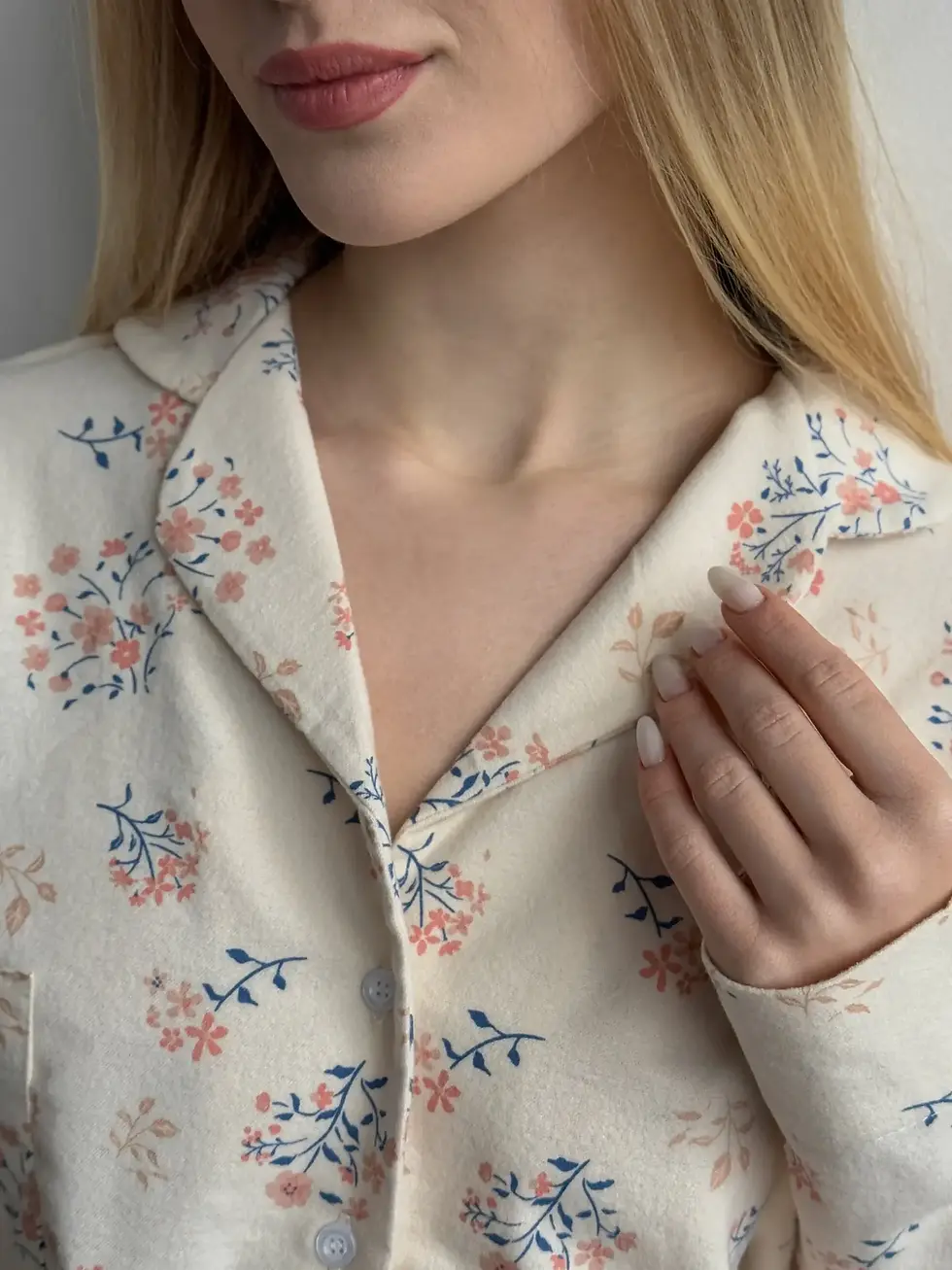 Прев'ю: Фланель піжамний комплект молочний “гілочка”