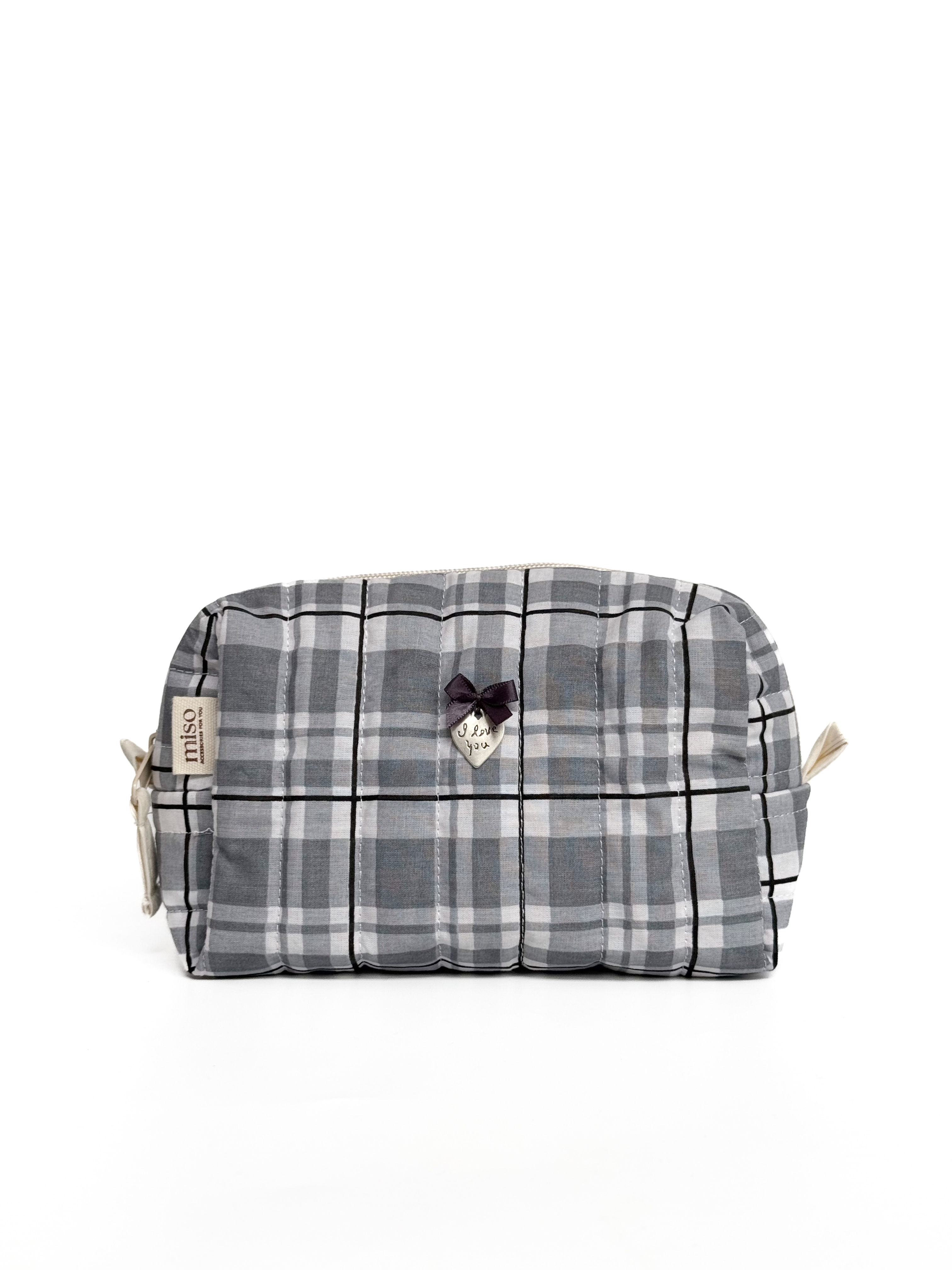 Косметичка мала квадрат стьобана смужка клітинка