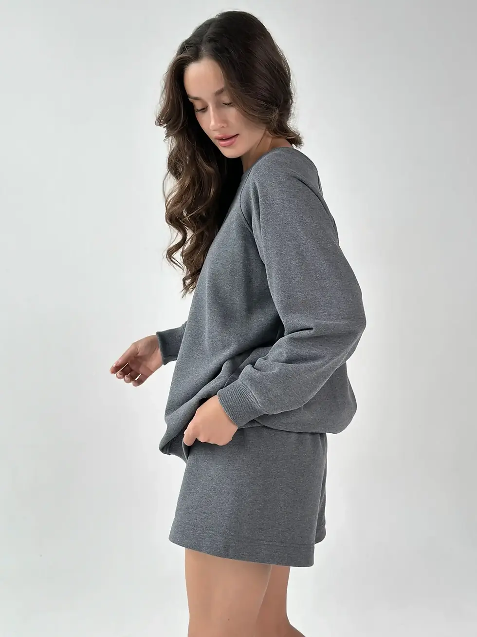 Прев'ю: Бавовна Світшот трикотаж 3-х. нитка графіт