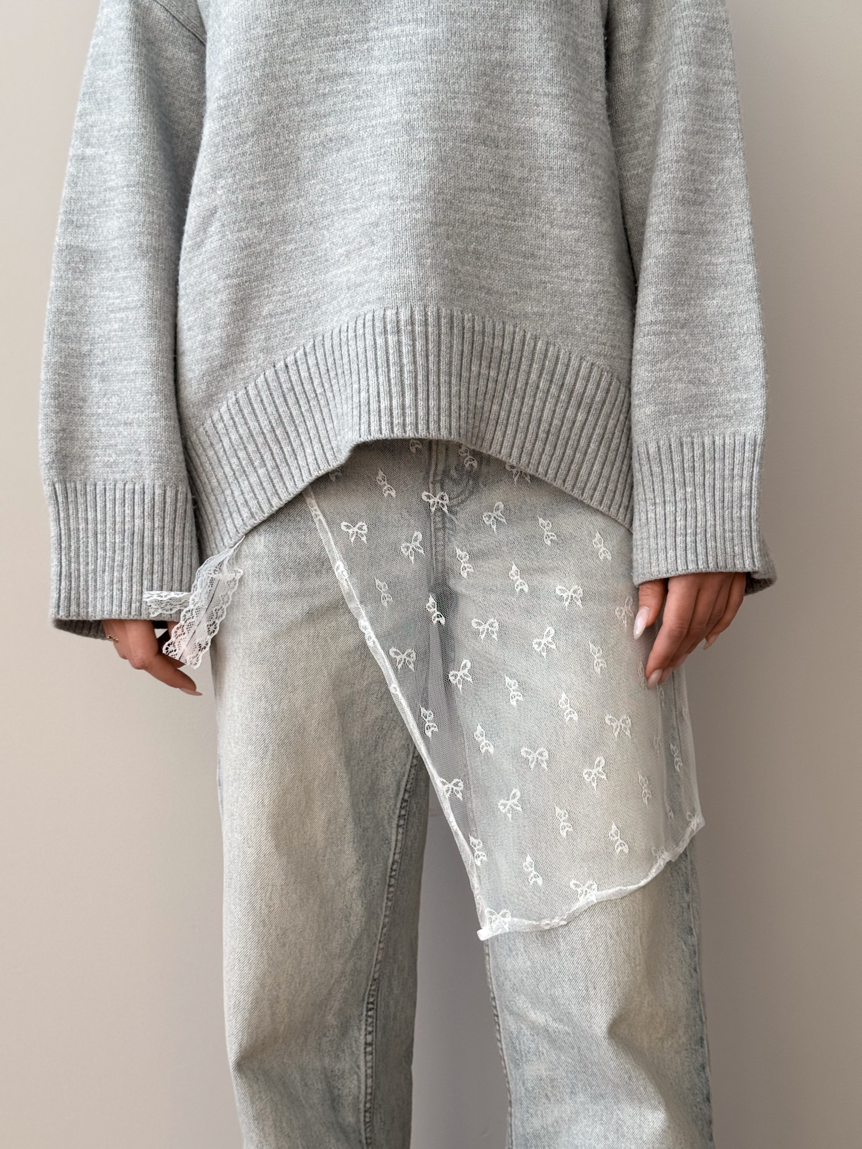 Мереживо бантики спідниця на зав'язках біла onesize