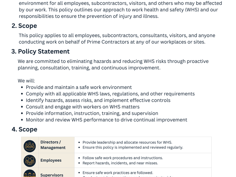 Prime Contractors - WHS