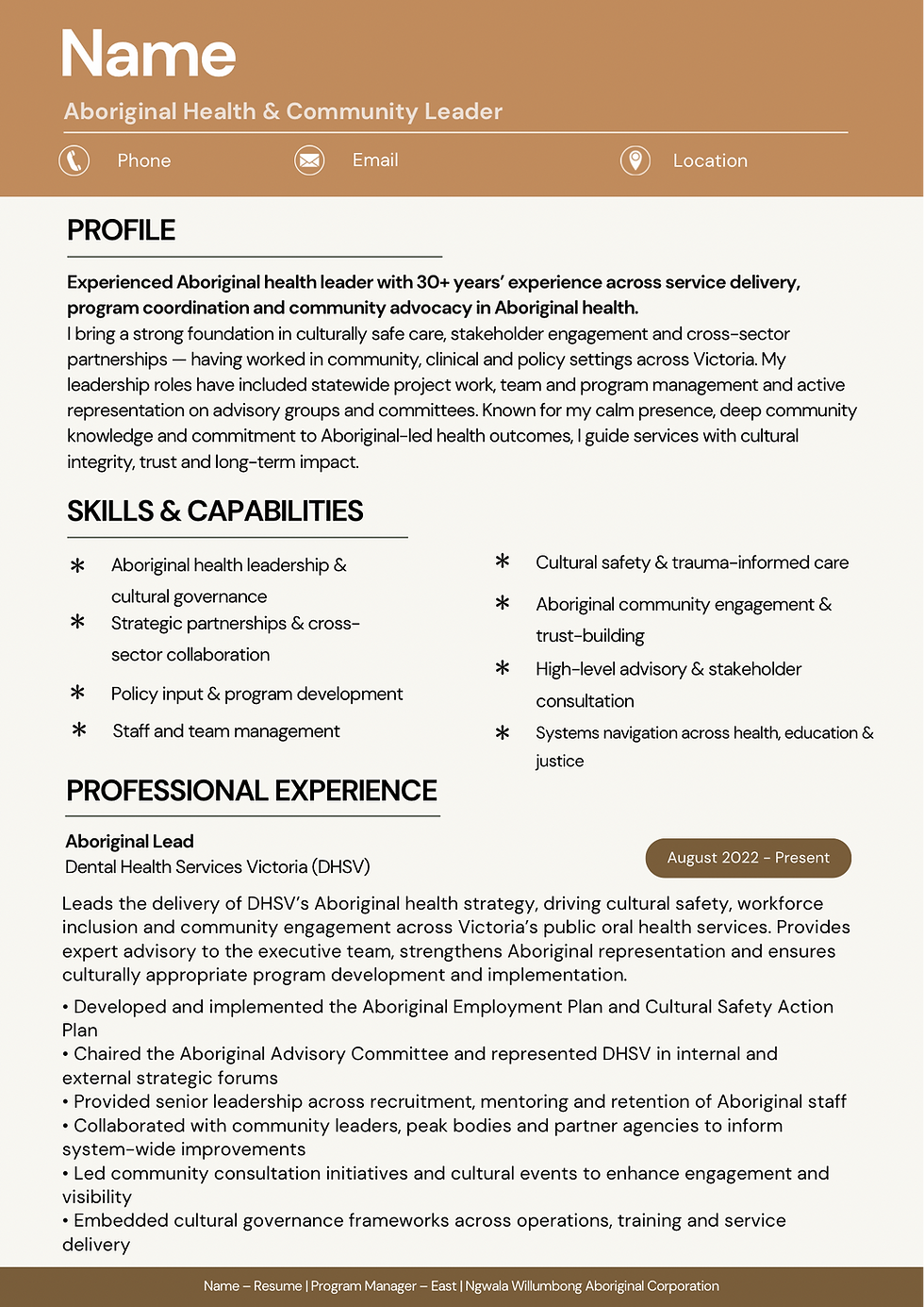 Colin Mitchell – Resume (Director First Nations Health)