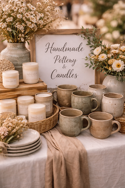 Handmade pottery and candle display.png