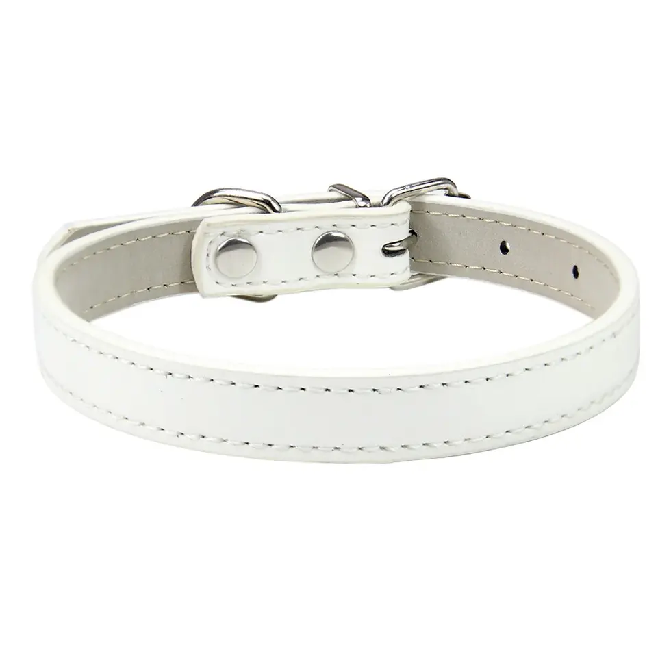 Thumbnail: Soft Leather Solid Dog Collar Adjustable