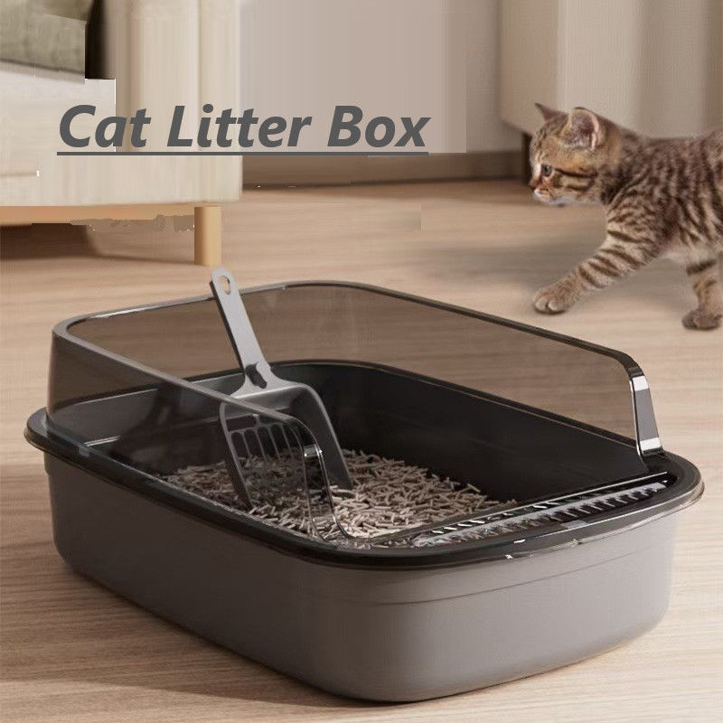 Thumbnail: Kitty Sandbox Cat Litter Box Semi-enclosed 