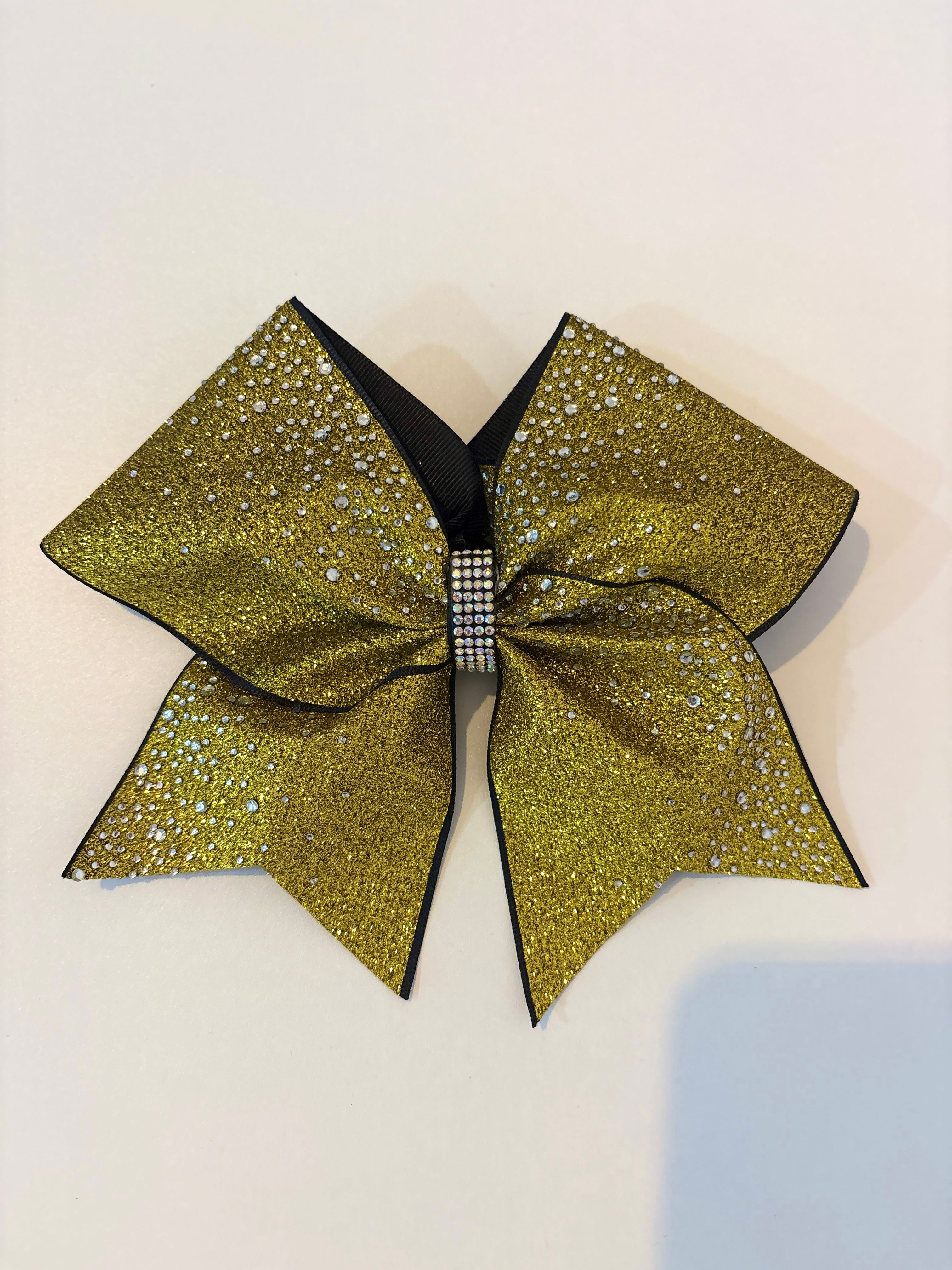 Gold Rhinestone Cheer Bow
