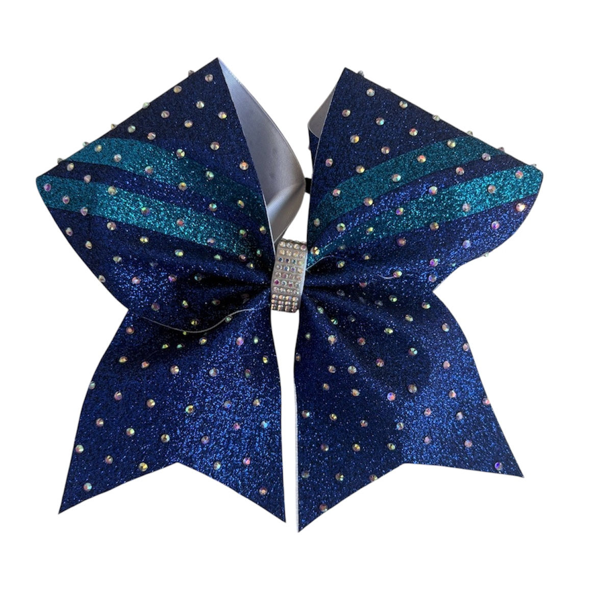 Royal Blue/Light Blue Rhinestone Cheer Bow