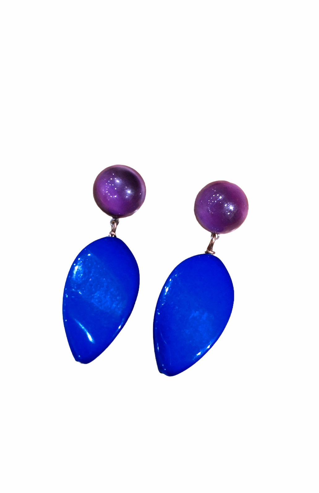 Orecchino a goccia blu e viola