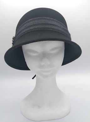 20w340050 cappello nero in lana con dett