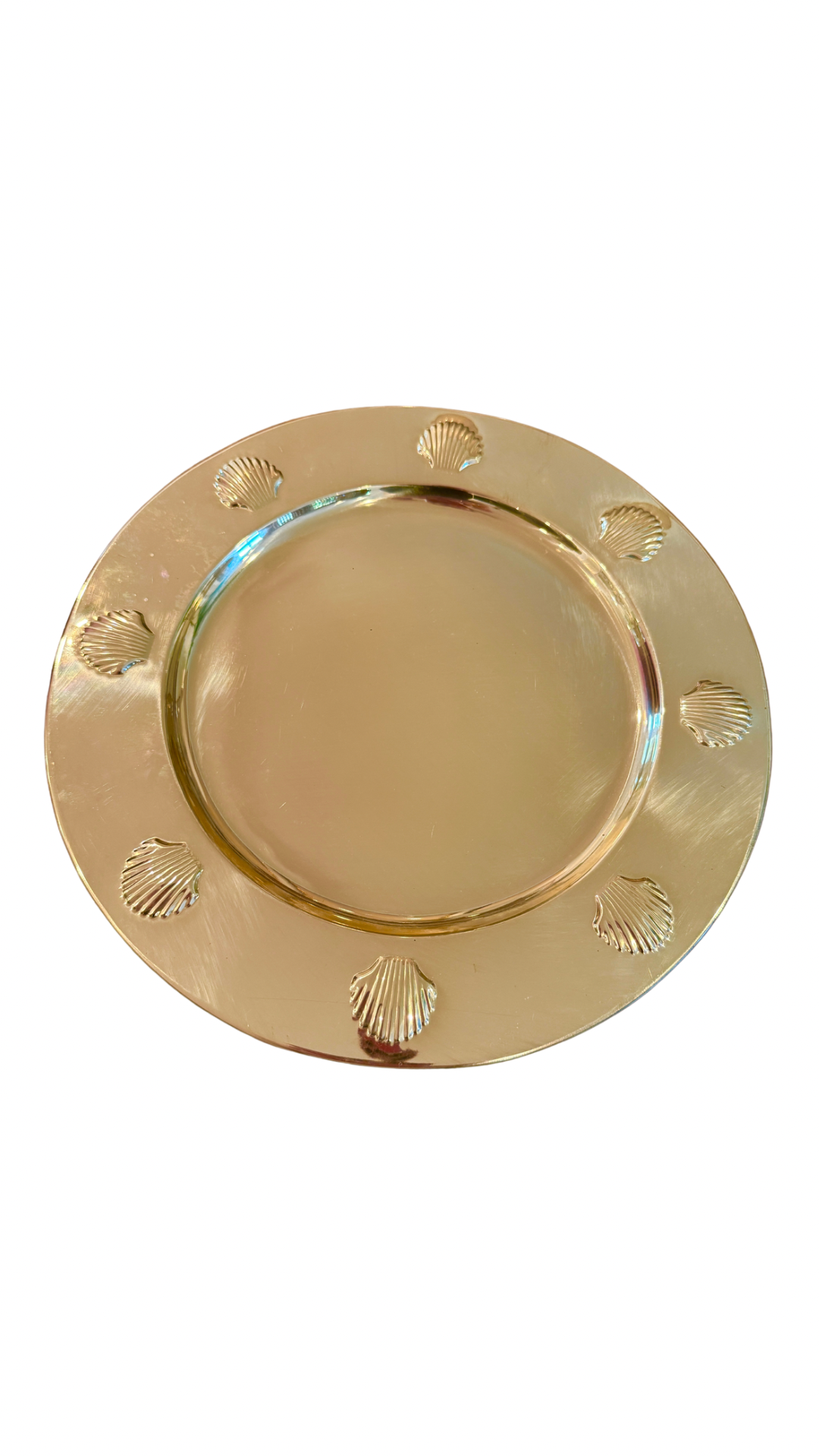 Vintage brass shell chargers
