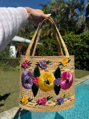 Classic Designer Inspired Straw Tote/Orange main image 1
