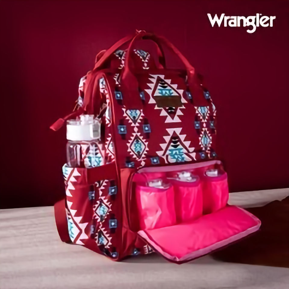 Miniatura: MOCHILA Y/O PAÑALERA WRANGLER ROJA CON GRABADO AZTECA