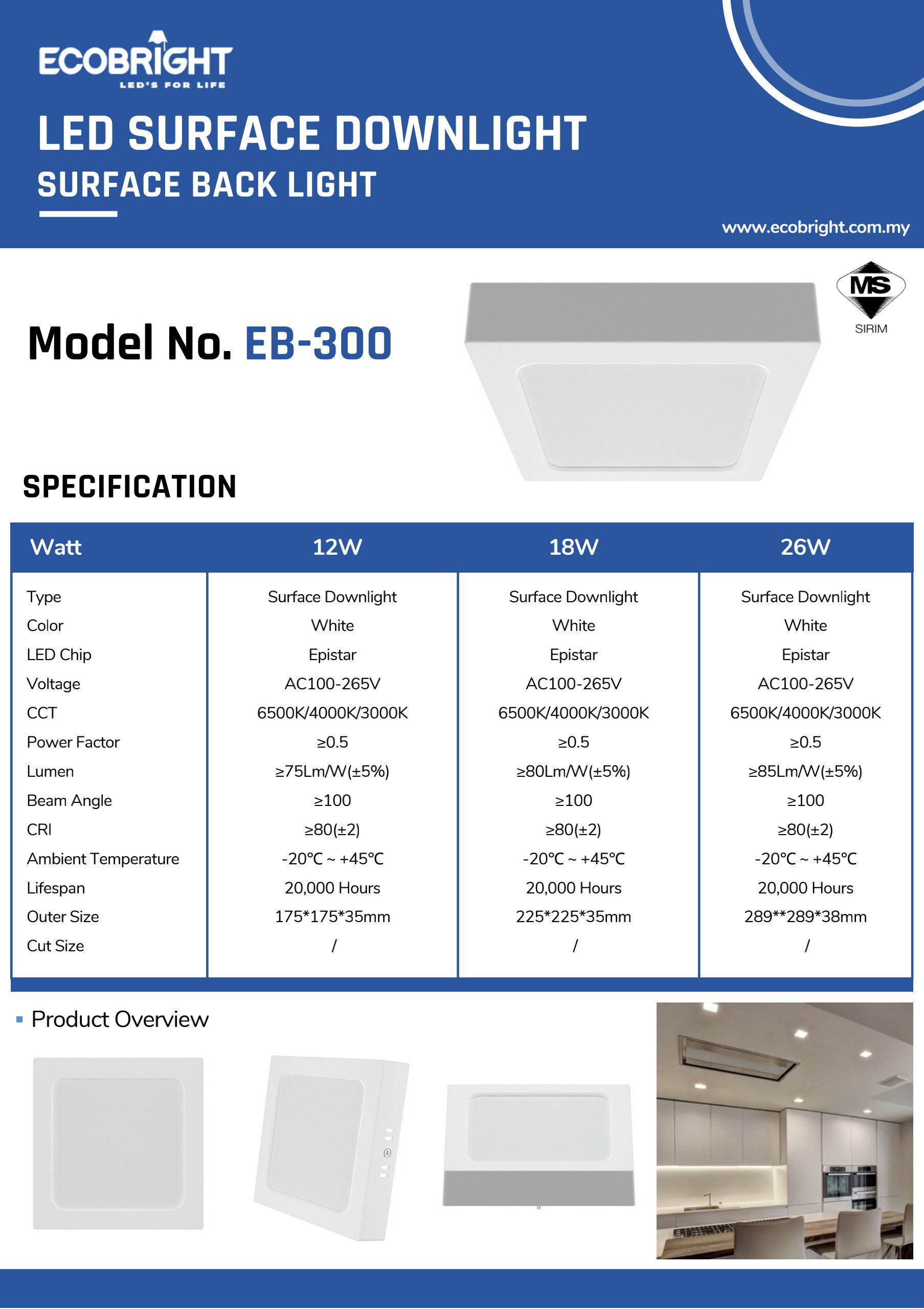 ECOBRIGHT EB300 SQ