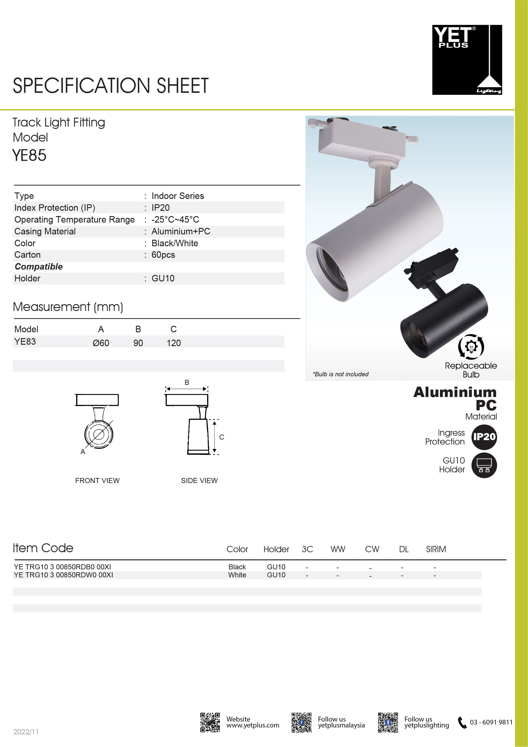 YETPLUS YE85 GU10