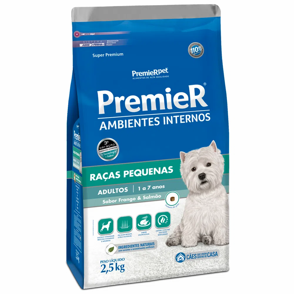 Premier Ambientes Internos Cães Adultos Raças Pequenas - 2,5 kg