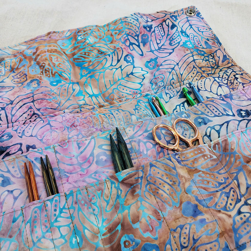 Thumbnail: Craft Tool Wallet - Cream Waxed Canvas with Lilac Tropical Leaf