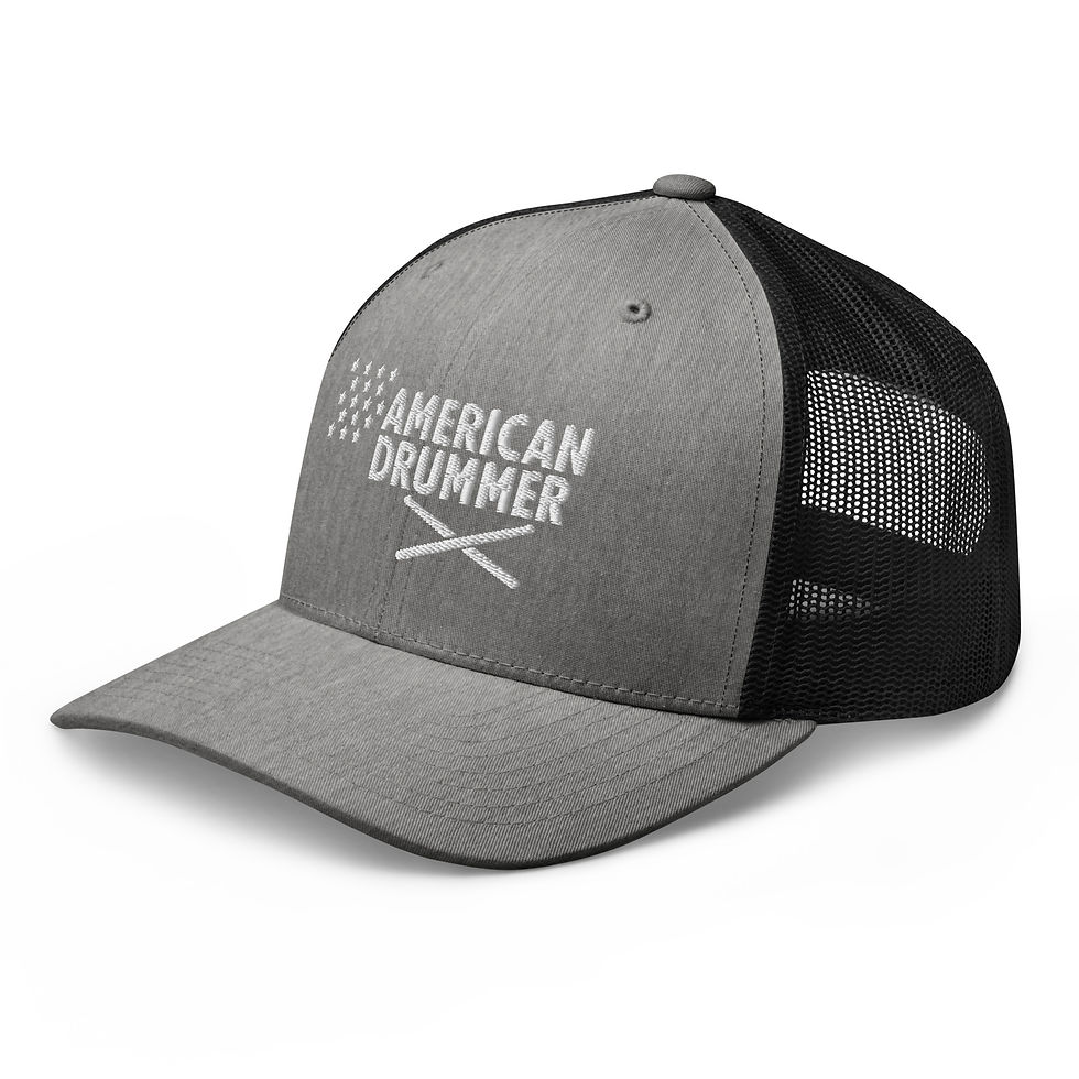 Thumbnail: Embroidered American Drummer (White Stitching) - Retro Trucker Hat