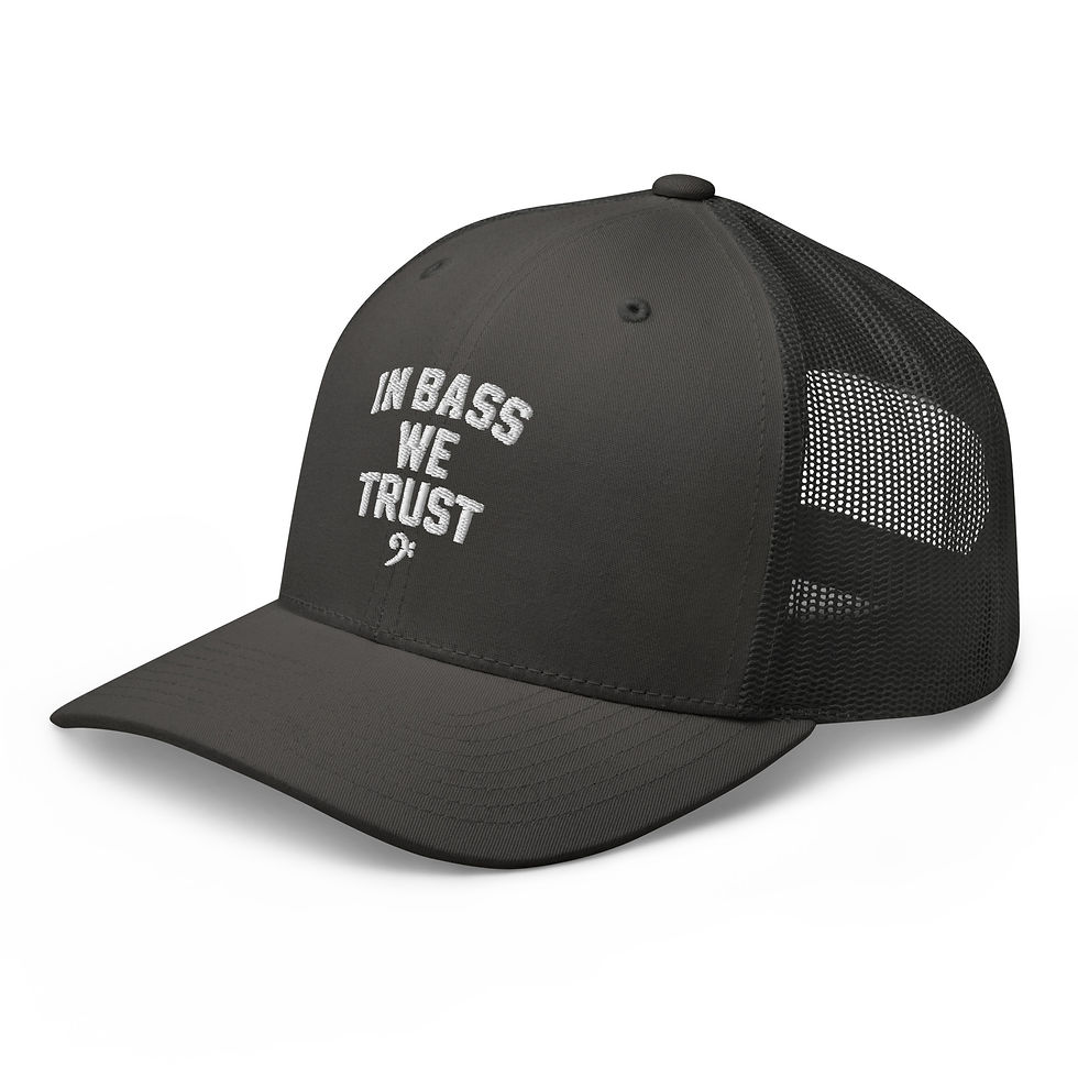 Thumbnail: Embroidered In Bass We Trust - Retro Trucker Hat