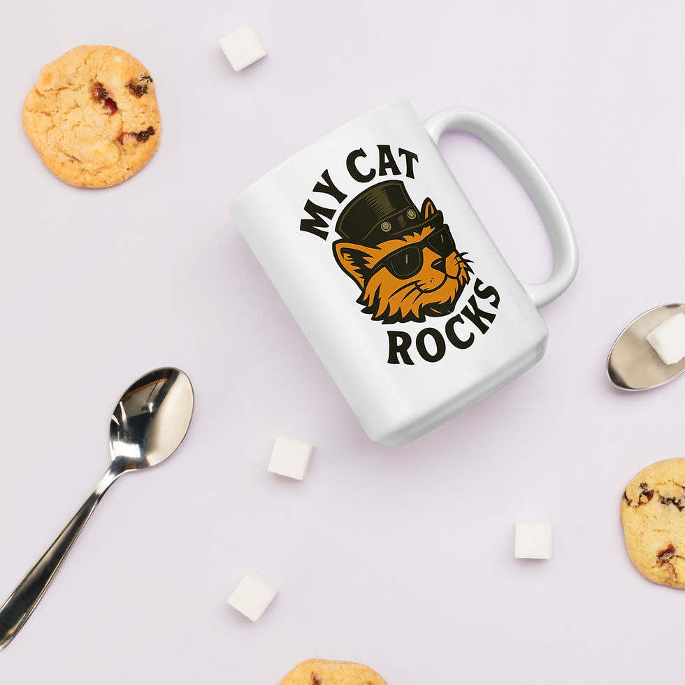Thumbnail: My Cat Rocks - 15 oz White glossy mug
