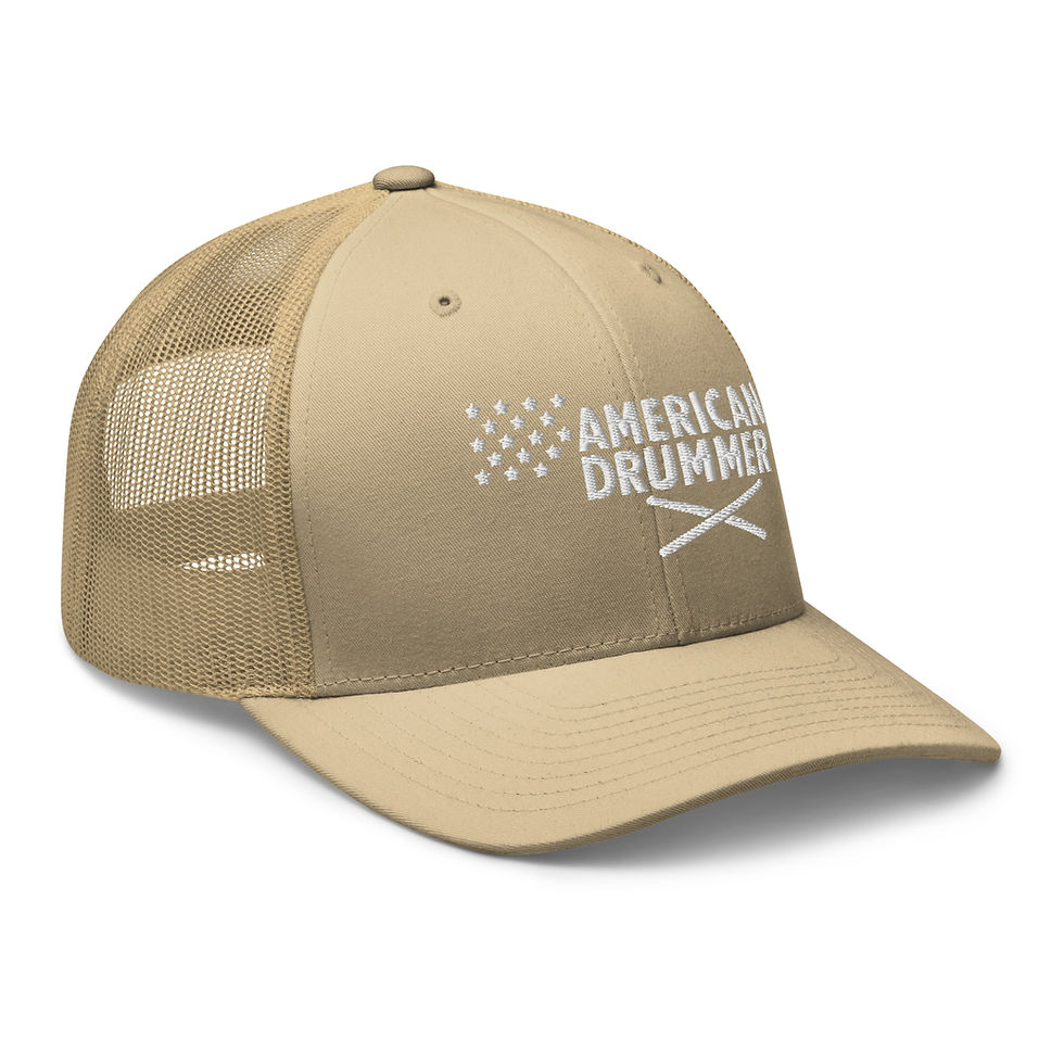 Thumbnail: Embroidered American Drummer (White Stitching) - Retro Trucker Hat