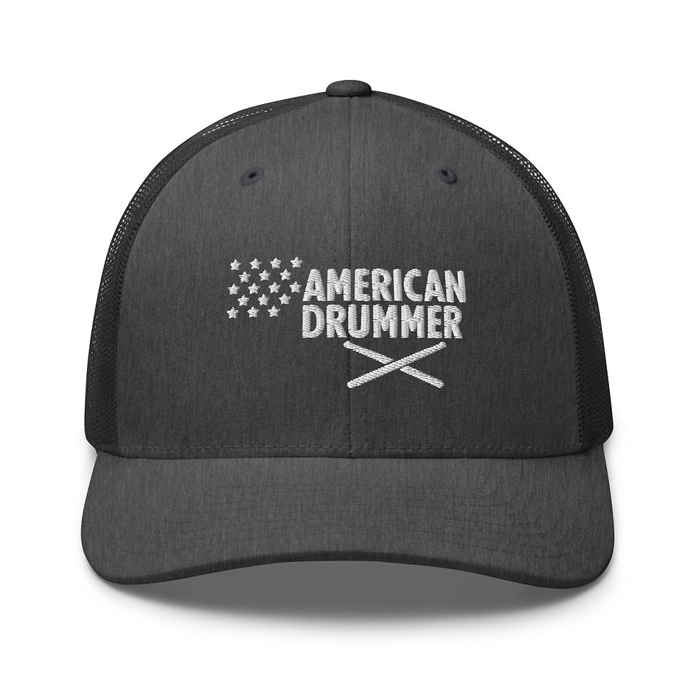 Thumbnail: Embroidered American Drummer (White Stitching) - Retro Trucker Hat