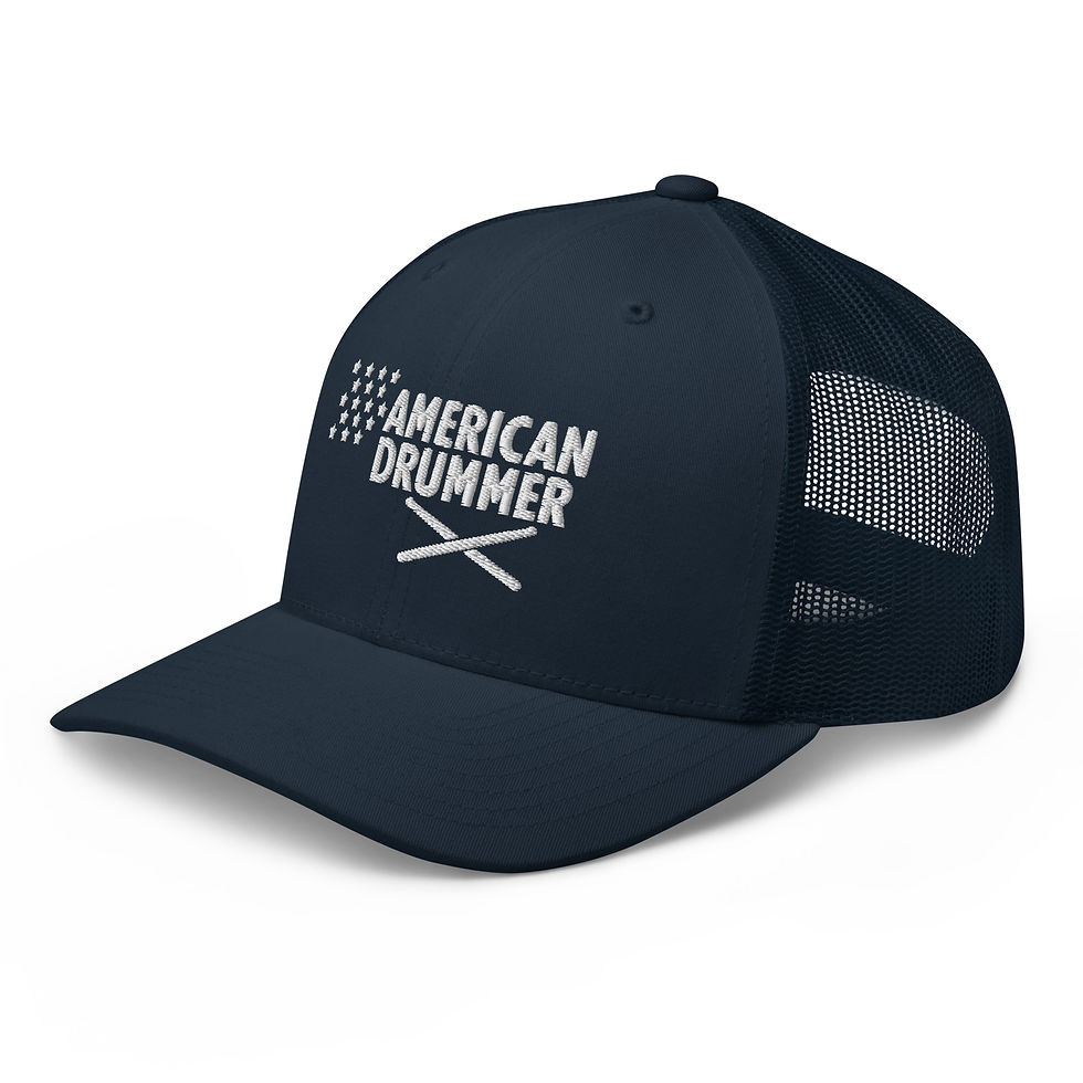 Thumbnail: Embroidered American Drummer (White Stitching) - Retro Trucker Hat