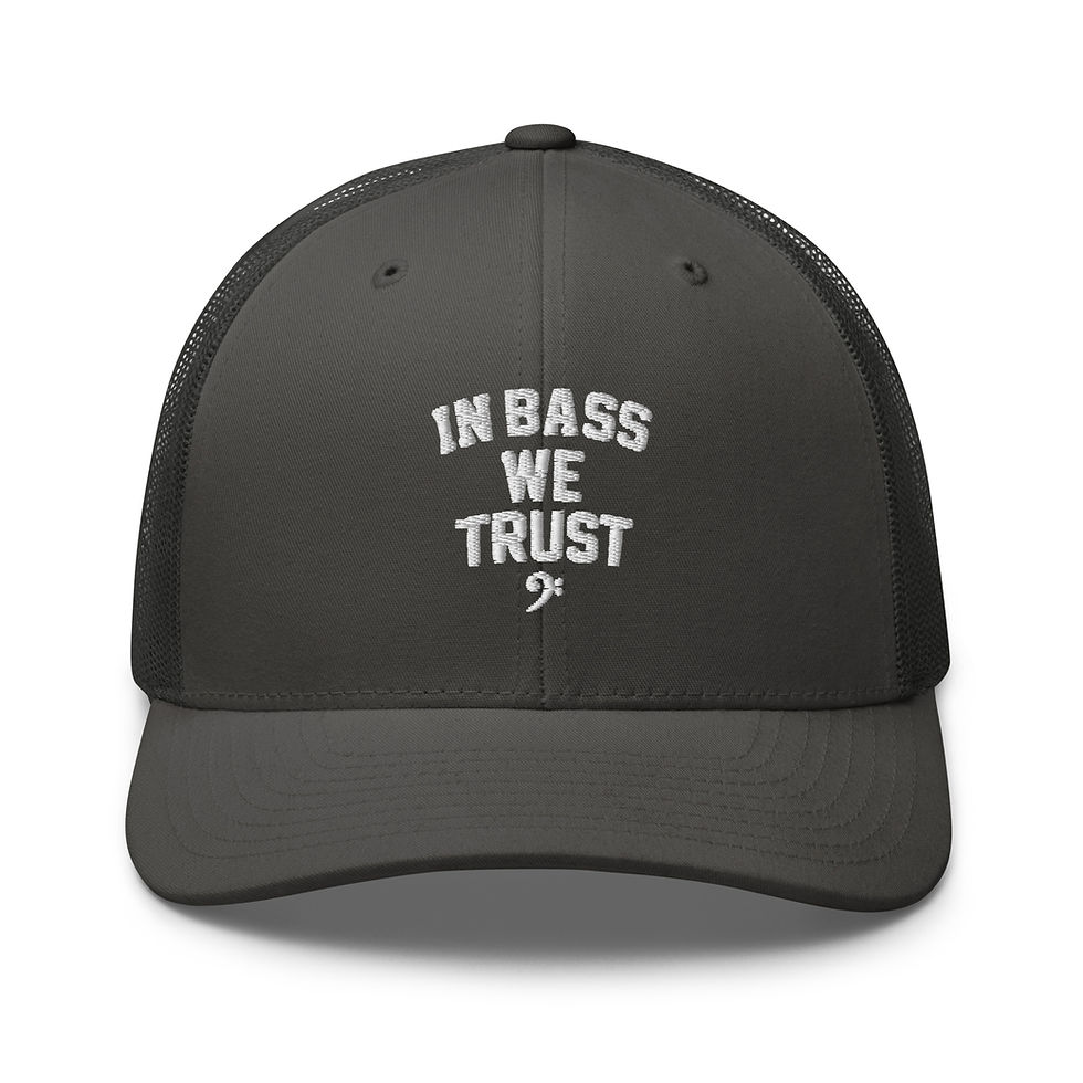 Thumbnail: Embroidered In Bass We Trust - Retro Trucker Hat