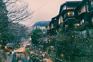 onsen in Minamioguni Japan .jpgith the lights along the river in the town thanks to Japan360