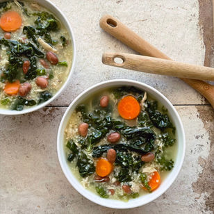 Millet, beans and chicken soup