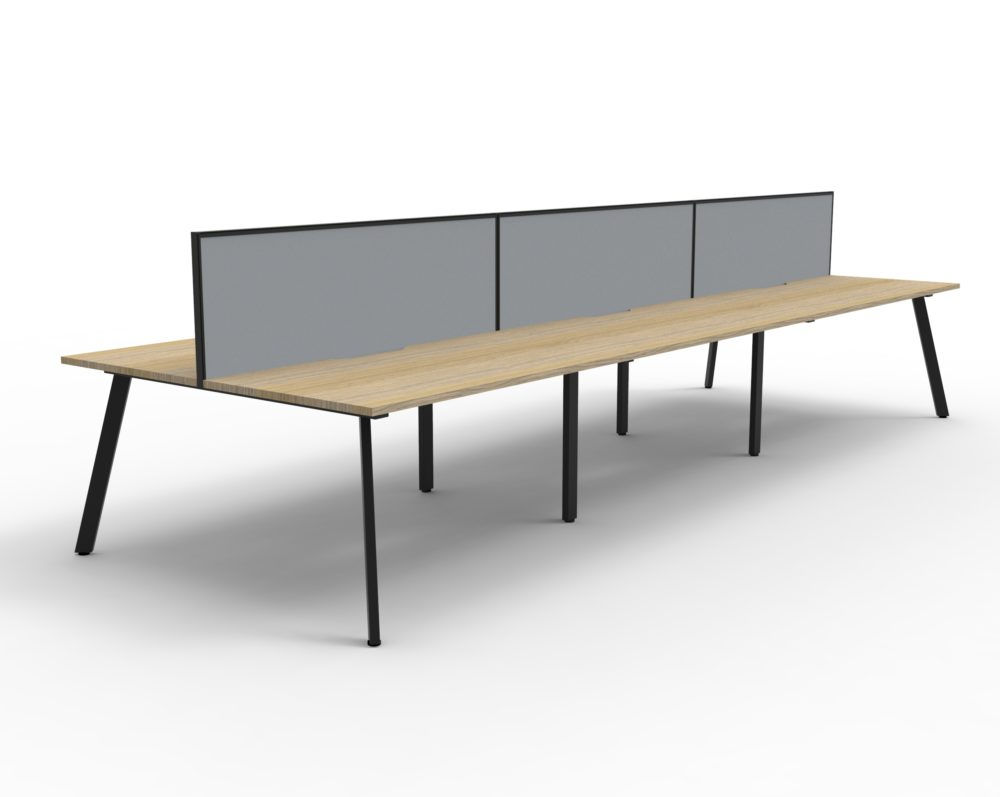 Eternity 6 Person Double Sided Workstation With Screen - Oak