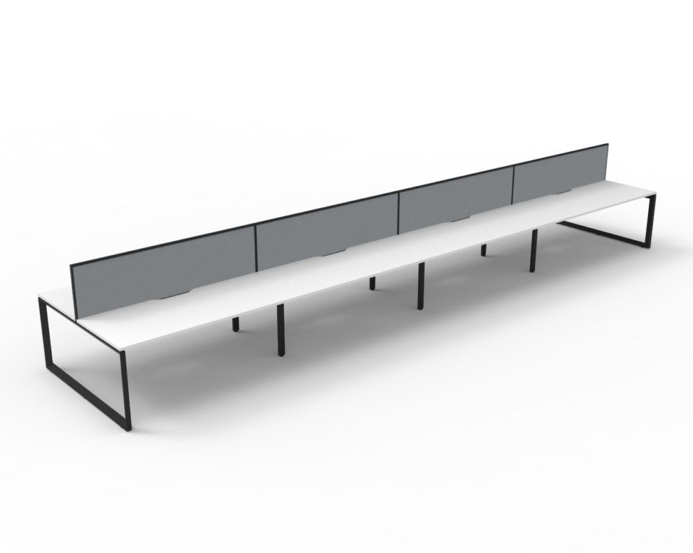 Deluxe Rapid Infinity 8 Person Double Sided Workstation-Loop-Screen-White