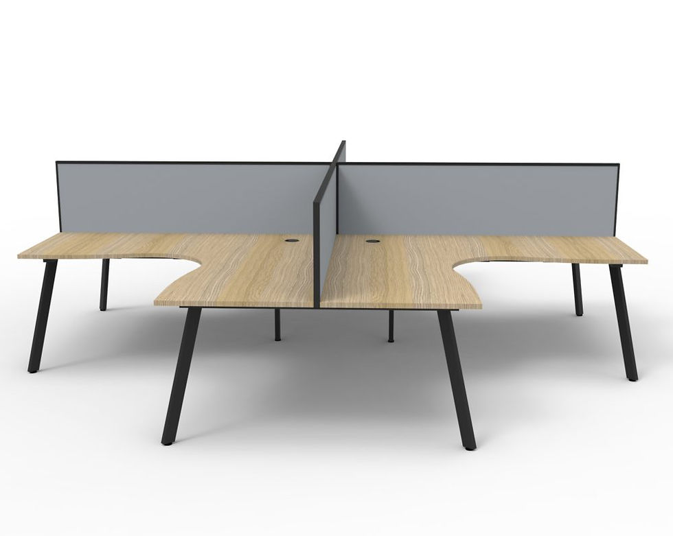 Thumbnail: Eternity 4 Person Single Sided Corner Workstation With Screen - Oak
