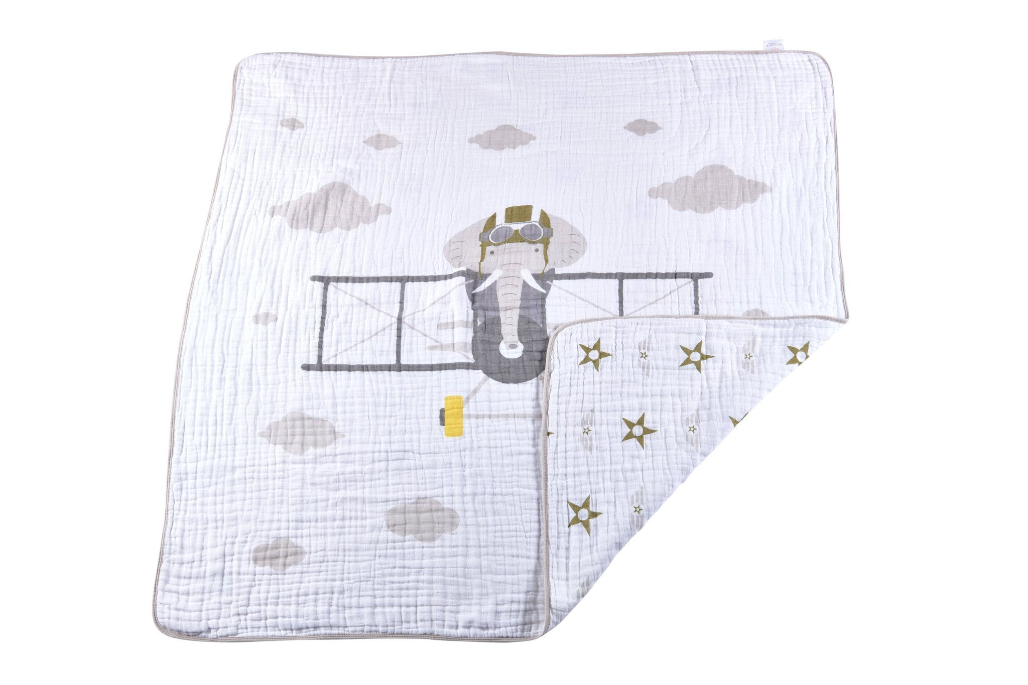 Flying Elephant Cotton Muslin Blanket by Newcastle - Adorable and Snuggly
