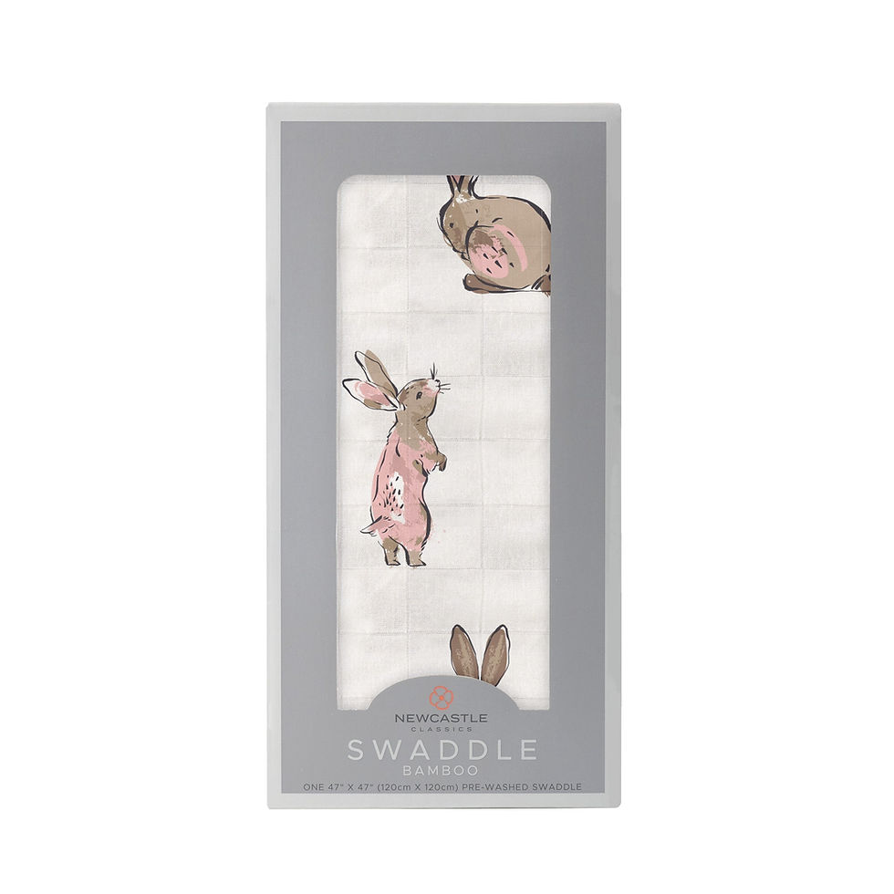 Powder Pink Bunnies Bamboo Swaddle – Soft, Breathable, and Multi-Purpose