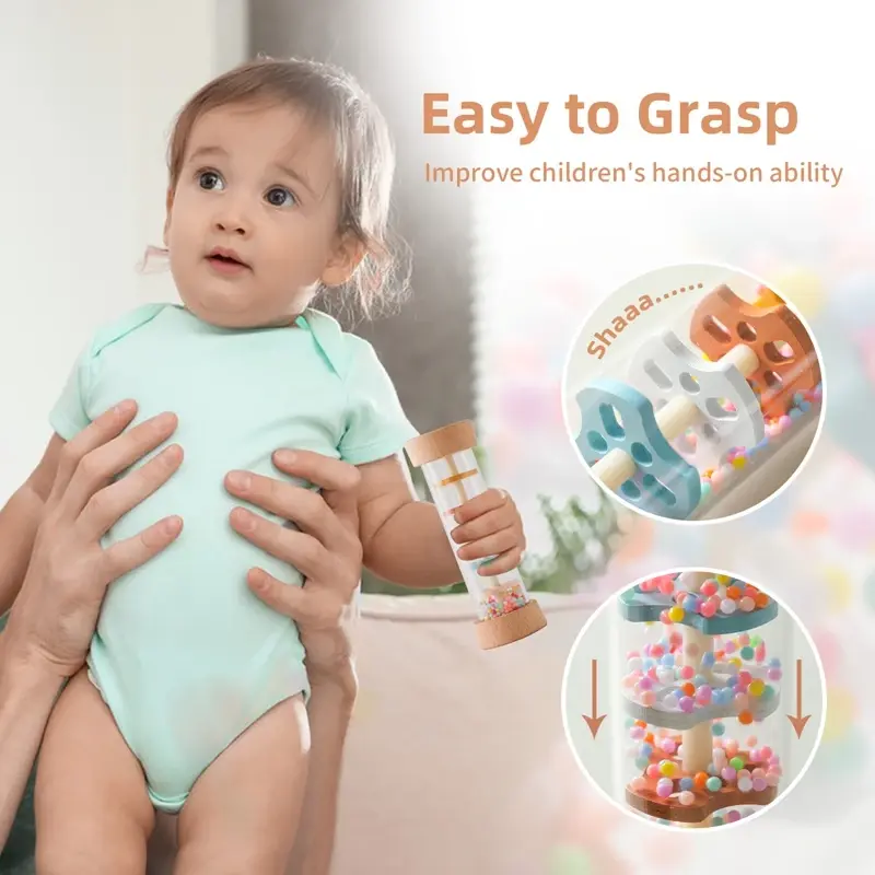 Thumbnail: Montessori Baby Rain Stick – Rainbow Rattle & Sensory Toy