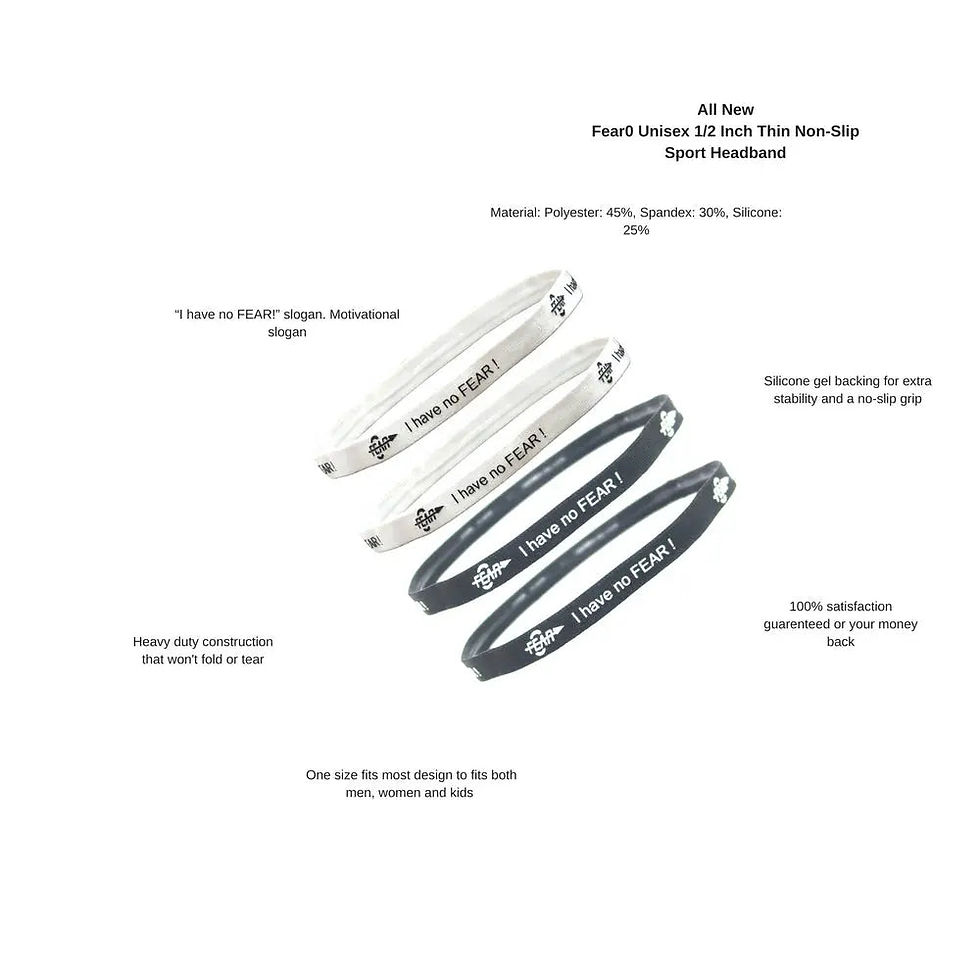 Thumbnail: Fear0 “I Have No Fear” Non-Slip Athletic Headband – Confidence Meets Performance