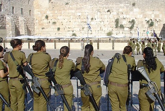 Israeli soldiers at the Western Wall in Jerusalem