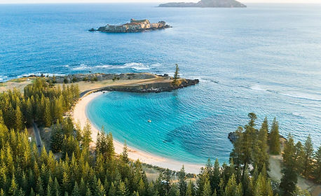 Norfolk-island drone image for a stopover unique experience poker cruise travel agent