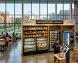 Firefly_generate an image with vending machines in a College University in St. Louis Misso