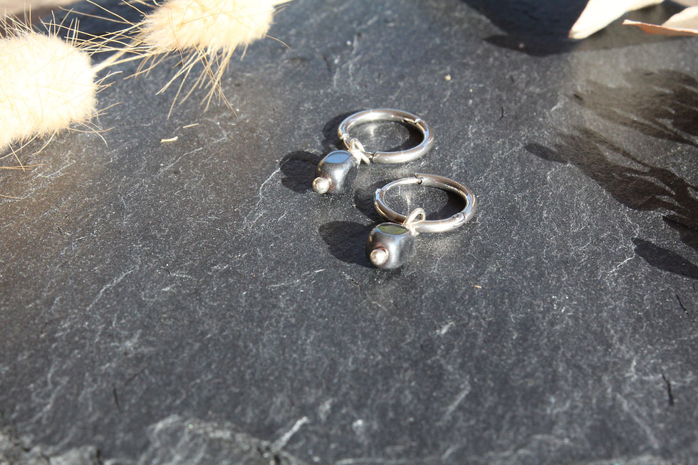 Miniaturbild: Hematite Huggies silver