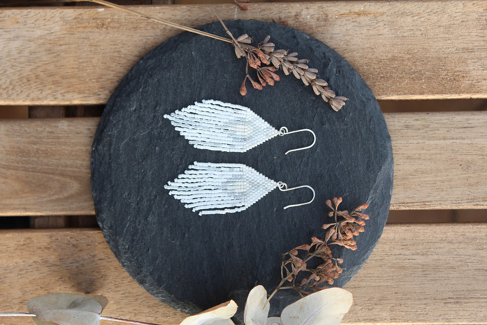 Miniaturbild: White mini fringe Earrings