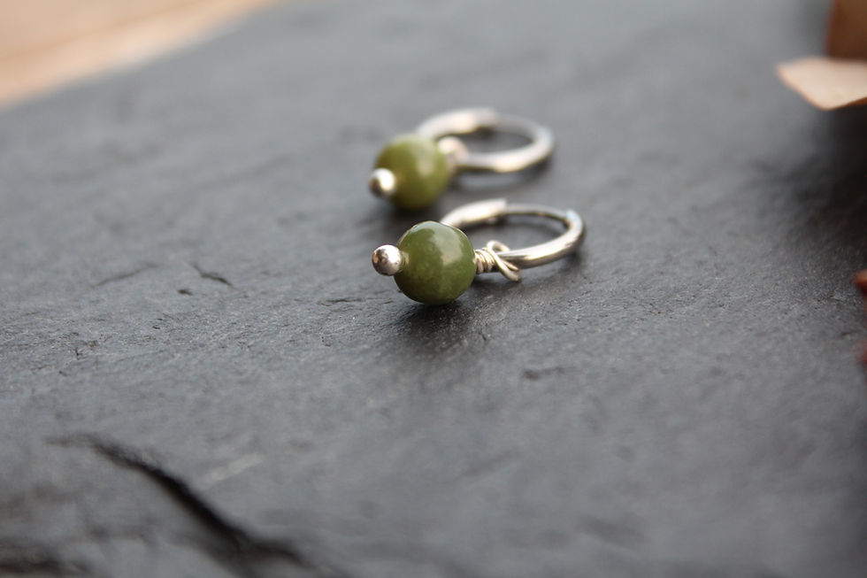 Miniaturbild: Green Jade Huggies small silver