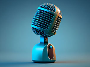 un-microphone-bleu-avec-un-haut-parleur-blanc-dessus