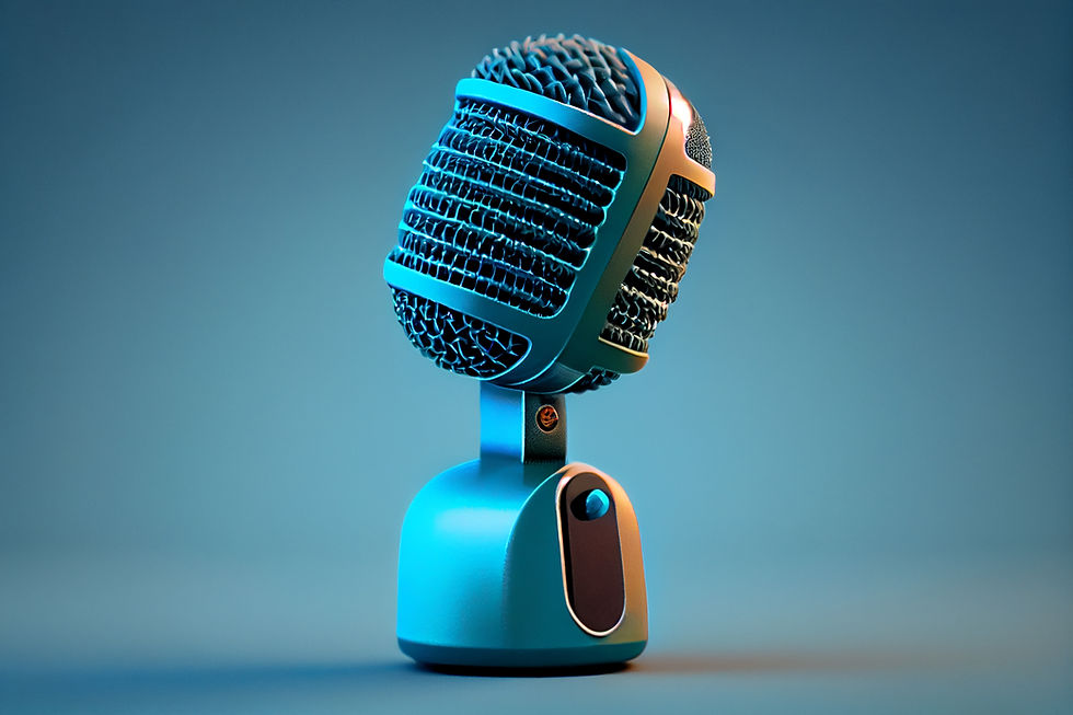 un-microphone-bleu-avec-un-haut-parleur-blanc-dessus