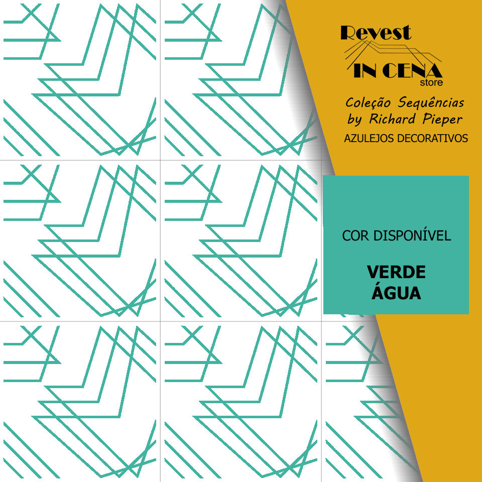 Miniatura: AZULEJOS CERÂMICOS DECORATIVOS COM LINHAS EM TONS DE VERDE