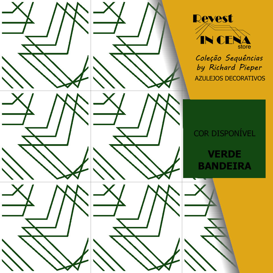 Miniatura: AZULEJOS CERÂMICOS DECORATIVOS COM LINHAS EM TONS DE VERDE