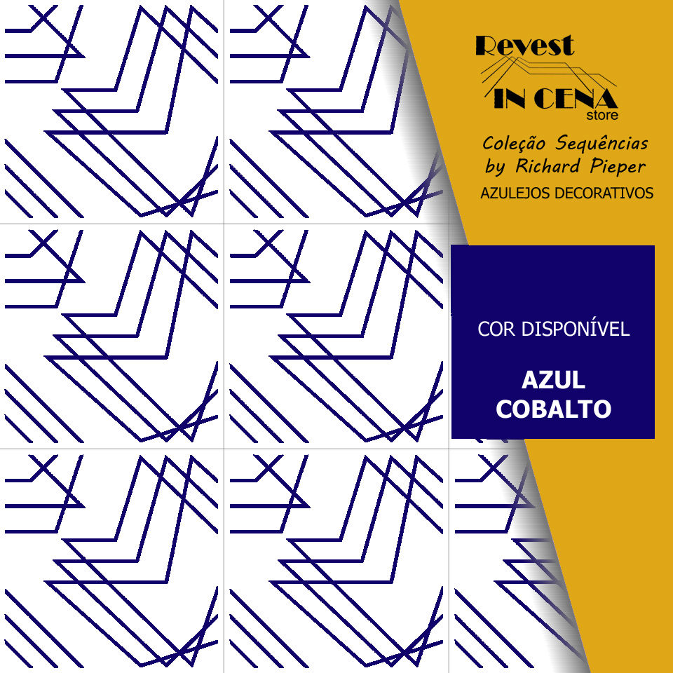 Miniatura: AZULEJOS CERÂMICOS DECORATIVOS COM LINHAS EM TONS DE AZUL